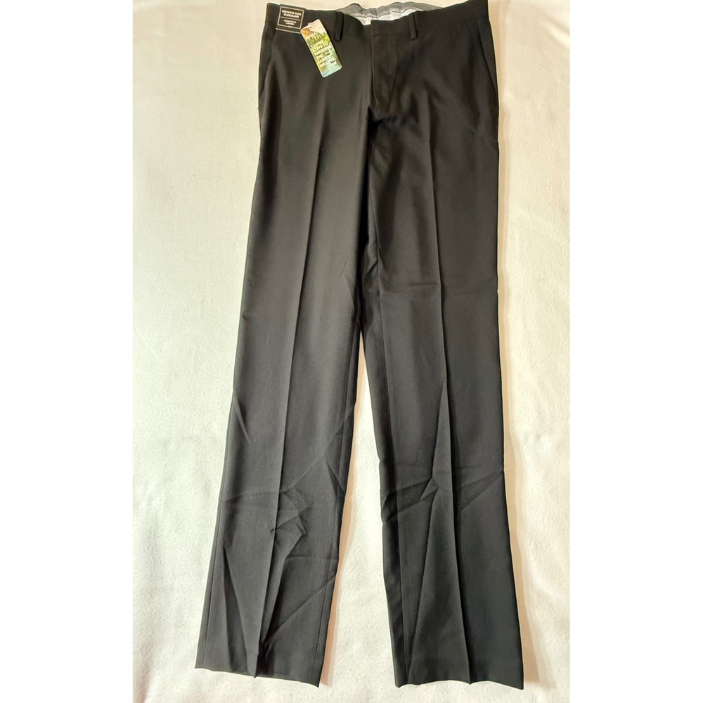 Haggar Dress Pants Mens size 34x34 Black NEW Slim Premium Comfort Flex Waistband